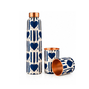 Cute Red Heart Pattern <b>Metal</b> <b>Water</b> <b>Bottle</b> Set with Copper Lids Portable Travel Drinkware - Product Image 5