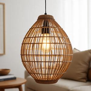 Customized Design <b>Vintage</b> Ceiling Hanging Lamps Indoor Rattan Pendant <b>Light</b> for Home Shop Coffee Restaurant - Product Image 1