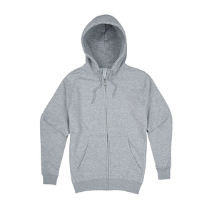 Unisex Gray Hooded <b>Zip</b>-Up Sweatshirt Full Sleeve Solid Color Casual Wear 100% Cotton <b>Hoodie</b> With Side <b>Pockets</b> Tracksuit - Product Image 3