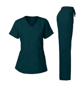 <b>Maroon</b> V-Neck Medical Scrub Suit Short Sleeve Nursing Uniform Cotton Blend Hospital Workwear <b>Top</b> and Pants Design Hospit Uniform - Product Image 2