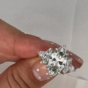 แหวนเพชรทรงมาร์คีส์ 5 กะรัต ขายดี รุ่น Iced Jewelz ชุบทองคำขาว 14K สำหรับเธอ พร้อมใบรับรอง IGI - Product Image 3