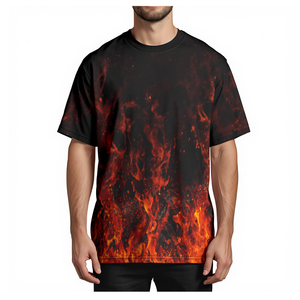 T-shirt pour homme à sublimation motif flamme abstraite, coupe oversize, vêtement de mode - Product Image 3