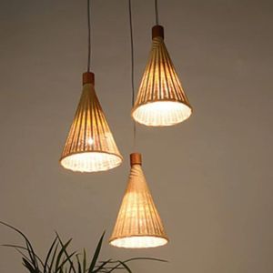 Rustic Handwoven Bamboo Bell-Shaped Table Lamp | Natural <b>Bedside</b> Nightstand <b>Light</b> - Product Image 4