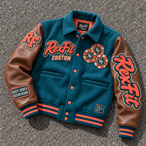 Chaqueta Bomber Varsity para Hombre al por Mayor con Letras Bordadas en Chenille, Mangas con Aspecto de Cuero y Parches de Insignias Personalizados - Product Image 2