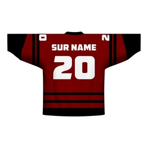 Camiseta Deportiva Personalizada de Lacrosse con Cuello en V, Uniforme Estampado 100% Poliéster de Secado Rápido, Rojo y Negro, para Entrenamiento y Partidos de Club - Product Image 2