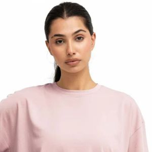 T-shirt ample rose clair pour femme, col rond, manches courtes, coupe décontractée, style chauve-souris, doux et léger - Product Image 2
