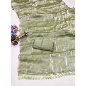 LAMINA DE SEDA ATRACTIVA ESTAMPADO LAMINAL DE SEDA LAMINAL SAREE CON BLUSA SIN COSTAR PISTA - Product Image 1