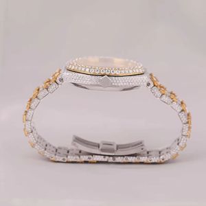 Reloj de pulsera de acero inoxidable para hombre con diamantes, movimiento analógico de cuarzo, caja redonda, cierre desplegable, cristales brillantes, elegante - Product Image 5