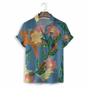 Summer Casual <b>Beach</b> <b>Men's</b> Button-Up <b>Shirt</b> Custom Short Sleeve Anti-Wrinkle Breathable Poplin Tropical Floral Hawaiian <b>Shirt</b> - Product Image 2
