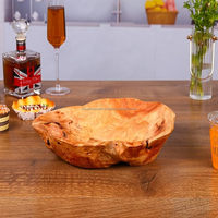 Bol à fruits en bois véritable sculpté de style américain - Artisanat écologique - Bol décoratif pour centre de table de fête