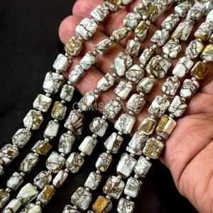 Cuentas facetadas de turquesa cobre de Mohave 5x7-6x8MM, cuentas de turquesa cobre blanca pulida de 8 pulgadas, cuentas al por mayor para joyería - Product Image 2