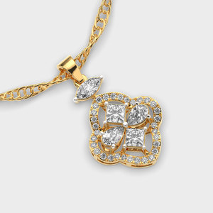 Collar con Colgante de Diamantes en Oro Amarillo de Lujo, Diseño de Flor con Corte Princesa, Joyería de Compromiso para Mujer - Product Image 1