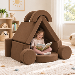 Canapé modulaire en forme de L Kisd avec coussin de dossier, accoudoirs carrés, convertible, extensible, en tissu microfibre marron pour salon - Product Image 2