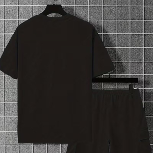 Mens Cotton Matching Set Manufacturer T Shirt Cargo Shorts Casual Summer OEM ODM <b>Bulk</b> Supply - Product Image 2