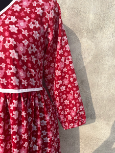 Vestido largo informal de algodón con bordado floral y estampado a mano, estilo indio, para mujer, regalo para ella. - Product Image 5