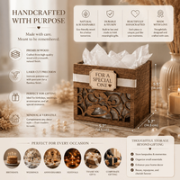 Boîte cadeau en bois élégante faite à la main avec un design découpé au laser | Panier de rangement décoratif pour souvenirs, mariages, anniversaires, occasions spéciales