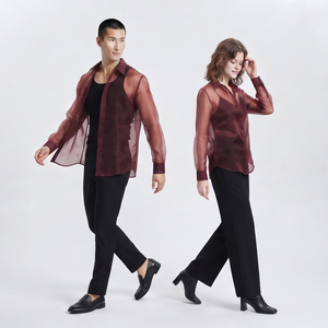 Chemise transparente sexy pour femme, hauts légers et transparents en maille, chemises boutonnées transparentes pour homme et femme - Product Image 2