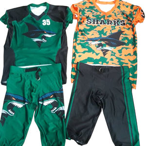 Uniforme de fútbol americano, camiseta de diseño de tiburón con impresión por sublimación, uniformes de fútbol americano - Product Image 1