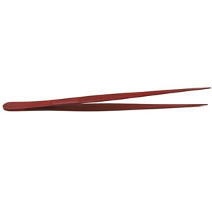 Pince de chef rouge Altomme Instruments, professionnelle, en acier inoxydable, résistante au lave-vaisselle, fine et droite, pour la présentation culinaire des aliments - Product Image 1