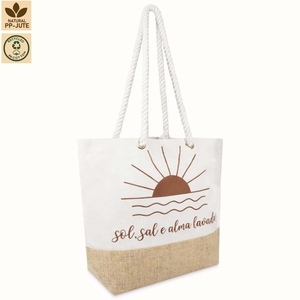 Sac de plage en toile de coton, sac de voyage, 45x35x14 cm, logo personnalisé, vente en gros, OEM, marque privée, commande en gros, réutilisable, modèle ANKJ091E - Product Image 2