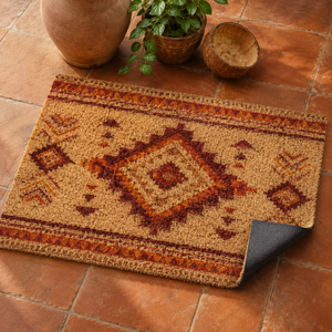 High Quality Modern Abstract Anti-Slip Stain Resistant Natural <b>Bleached</b> Outdoor Rubber Backed Coir Handmade Tufted Door Mat - Product Image 4