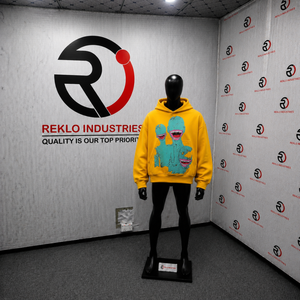 เสื้อฮู้ดดี้โอเวอร์ไซส์สีเหลืองพิมพ์ลายกราฟิกพรีเมียมสำหรับผู้ชาย ทรงลำลอง แขนปกติ ผ้าฝ้ายถัก ใส่สบายในฤดูใบไม้ร่วง ทรงหลวม GRA - Product Image 3