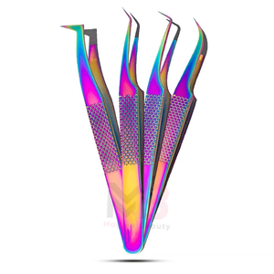 Pinzas de Acero Inoxidable de Alta Calidad para Pestañas con Punta de Fibra de Precisión Antideslizante para Aplicación de Extensiones de Pestañas de Volumen - Product Image 3