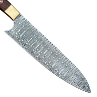 Pisau Koki Baja Damaskus Dengan Sarung Kulit Gagang Kayu Rosewood Full Tang Dapur Kekerasan Tinggi Ekstra Tajam Gagang Kayu Rosewood