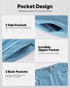 Pantalones cortos deportivos elegantes para hombre, pantalones cortos de color liso, pantalones cortos de secado rápido con cordón en la cintura, pantalones cortos de baño informales - Product Image 3