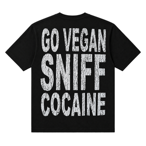 T-shirt noir à manches courtes pour homme, imprimé photo, col rond, coupe ample, style streetwear, 100 % coton jersey 180g, logo lettre sur le devant - Product Image 2