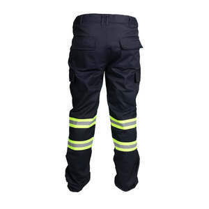 Pantalon de travail de sécurité haute visibilité bleu marine de qualité supérieure coupe flexible haute visibilité avec fermeture à glissière sur les jambes taille W36 "X L32" - Product Image 2
