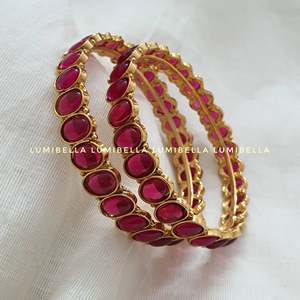 10K Gold Plated <b>Ruby</b> Kemp Flower Bangles Trendy Tennis <b>Bracelet</b> Gift - Product Image 2