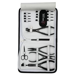 Kit Complet d'Extensions Capillaires : Pince à Sertir Courbée à Deux Trous, Outil de Retrait de Micro-Billes, Outil de Tirage de Cheveux, Ciseaux de Coupe, Étui Raxine - Product Image 2