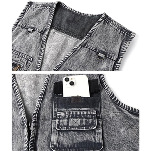 Gilet en jean formel léger pour homme, qualité supérieure, séchage rapide, imperméable, coupe-vent, col en V, fermeture éclair, polyester/nylon - Product Image 5