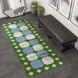 พรมเช็ดเท้าผ้าฝ้ายสีเขียวอเนกประสงค์สำหรับโยคะห้องนั่งเล่นห้องครัวหรือห้องโถงพรมและชุด-046 - Product Image 1