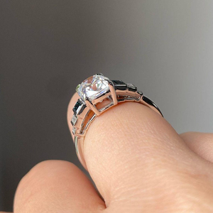 <b>White</b> <b>Cushion</b> Cut Diamond Solitaire Engagement Ring with Sterling Silver Setting for Bridal Wear Wedding Gift Fine Jewelry - Product Image 2