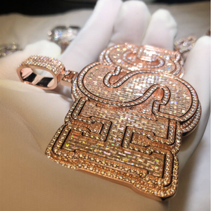 Joyería hip hop, colgante con letra HSG de moissanita, chapado en oro rosa, nombre personalizado, estilo hip hop brillante, para hombre y mujer, lujo. - Product Image 2