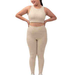 Nuevo Conjunto Deportivo de Yoga de Dos Piezas, Talla Grande, Color Sólido, Alta Elasticidad, Ropa Deportiva sin Costuras, Leggings Ajustados, Transpirable - Product Image 1