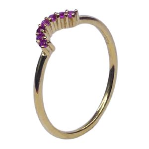 Anillo Clásico de Plata de Ley 925 Chapado en Oro con Topacio Rojo para Mujer, Joyería para Bodas - Product Image 3