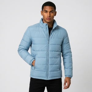 Premium Insulated <b>Canvas</b> Quick Dry Winter Men's High Street Puffer <b>Jacket</b> with Stand Collar Front Logo Ready Stock OEM Service - Product Image 6