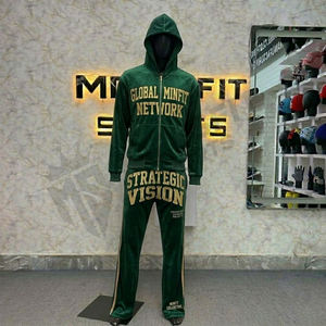 Ensemble de survêtement personnalisé pour homme avec fermeture éclair, style streetwear moderne, tissu respirant, tenue de jogging et d'entraînement - Product Image 1