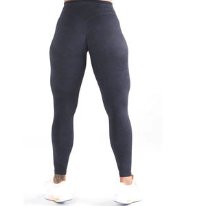 Ensemble de yoga couleur unie : Crop top dos nageur col rond et short taille haute, 2 pièces sans couture en Spandex et Polyester extensible dans les quatre sens - Product Image 3