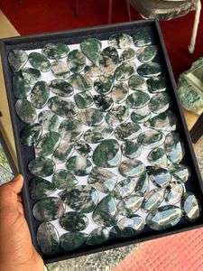 100% Natural Moss Agate Gemstones High Quality Grooved Green Moss Agate Cabochon Wholesale Loose Gemstones for Jewelry Making - Product Image 6