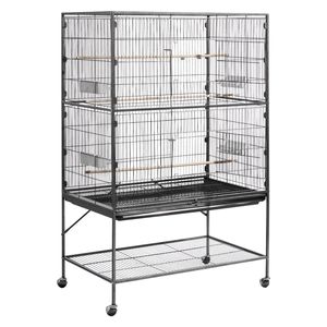 Gabbia per Uccelli in Ferro Battuto con Tetto Piatto 36,6 X 22,8 X 59,5 Pollici, Vassoio Estraibile e Mangiatoie in Plastica per Accessori per Uccelli - Product Image 1