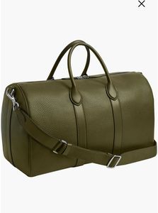 Unisex Leather Weekender Duffle Bag <b>Soft</b> Handle Zipper Closure Large Capacity 36–55L Travel Bag - Product Image 5