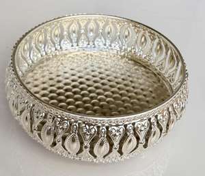 Luxury German Silver Hammered Round Decorative <b>Tray</b> Handmade Iron Serving <b>Tray</b> Premium Metal Fruit <b>Basket</b> Display Platter Home - Product Image 1