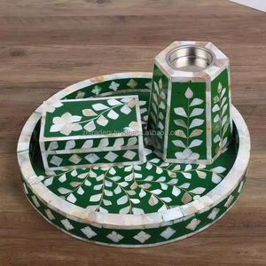 Exquisito juego de quemador de incienso árabe de perlas de lujo con Incrustaciones de nácar Ideal para Ramadán Eid y rituales festivos de fragancia - Product Image 1