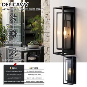 18-Inch Outdoor <b>Wall</b> Lantern 2-Pack Large Black Waterproof Exterior <b>Sconce</b> Anti-Rust Porch <b>Light</b> Fixture - Product Image 6