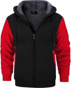Sudadera con capucha para hombre al por mayor, de forro polar grueso con cremallera lateral, bajo curvo, patrón liso de invierno, tejido de punto, característica antiencogimiento - Product Image 3