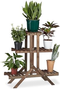Support à plantes en bois de qualité supérieure à 3 niveaux, blanc, pour intérieur, étagère à plantes et pots de fleurs à plusieurs niveaux, pour maison, jardin, balcon - Product Image 6